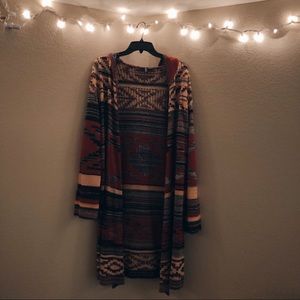 Long Tribal Printed Cardigan